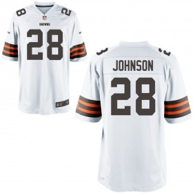 Nike Men's Cleveland Browns Game White Jersey JOHNSON#28