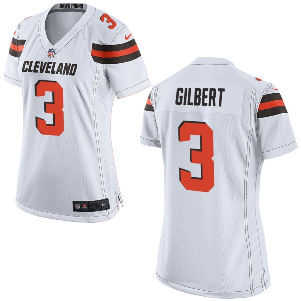 Nike Cleveland Browns Womens White Game Jersey GILBERT#3